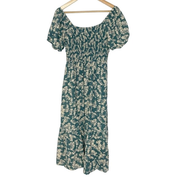 Free People Ellie Floral Print Gauze Midi Dress In Soft Seafoam Small - Picture 4 of 7